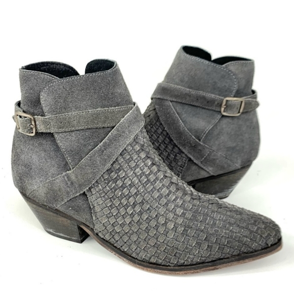 Free People Leather Suede Woven Ankle Boots 10 40 - Picture 3 of 11